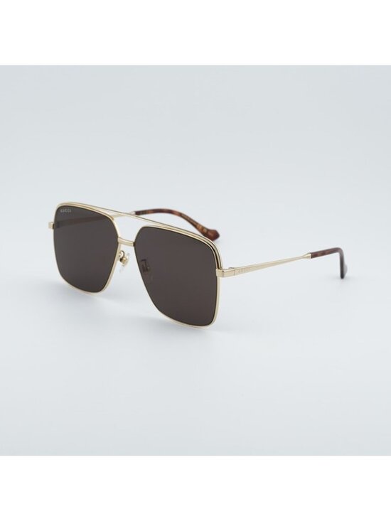 Gucci GG1099SA 003 Sunglasses Gold Aviator Frame, Brown Lenses main image 4